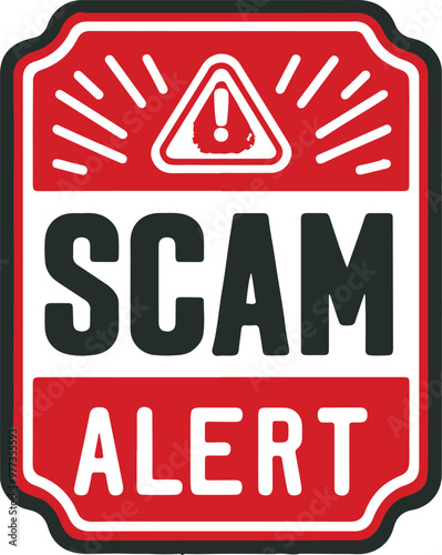 Monochrome Cosmonaut Scam Alert Red Color Rubber Stamp Used For Emblems, Badges And Levels