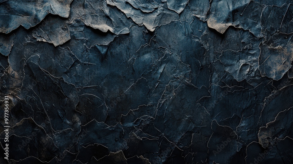A wall with a blue background with paper texture A wall with a blue background with paper texture