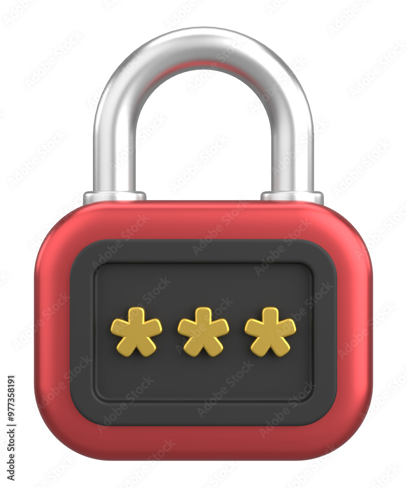 3D security icon. Secure password. 3D illustration. 3D security icon. Secure password. 3D illustration.
