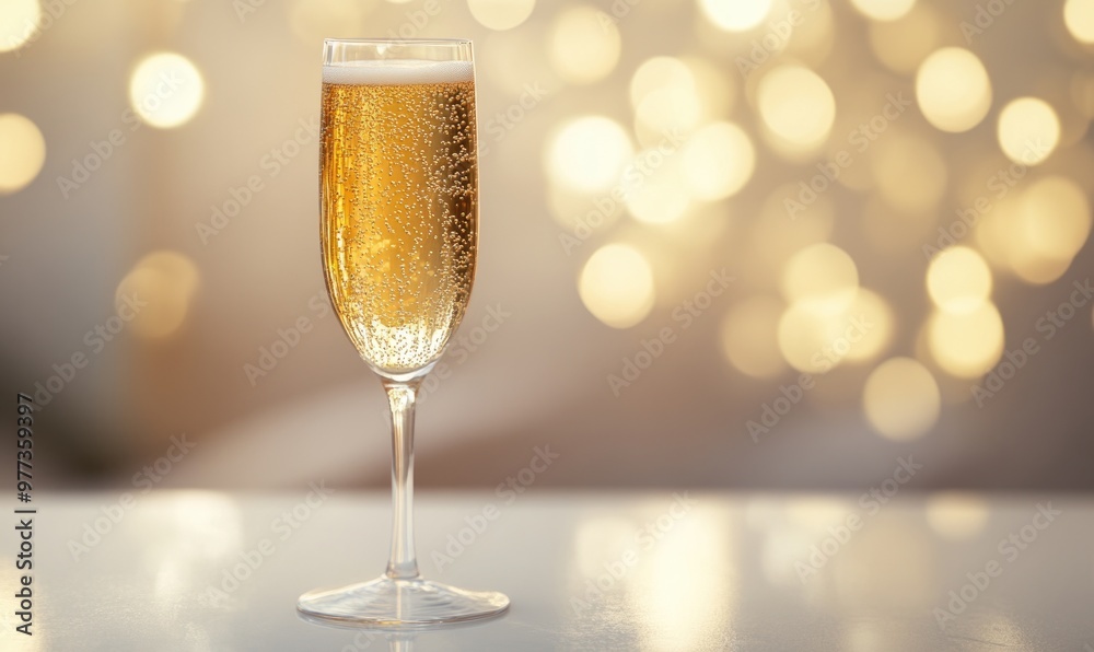 A champagne glass is filled with bubbles and sits on a table A champagne glass is filled with bubbles and sits on a table