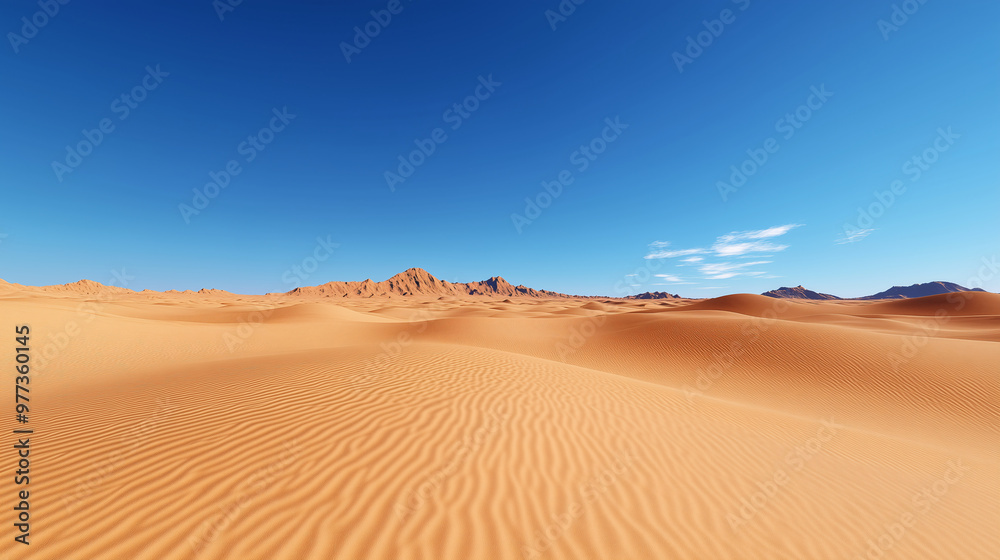 Desert Landscape with Sand Dunes and Blue Sky Desert Landscape with Sand Dunes and Blue Sky