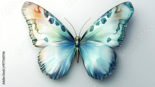 3D-rendered clipart of a butterfly drawing with a slight shadow effect to give a realistic touch photo