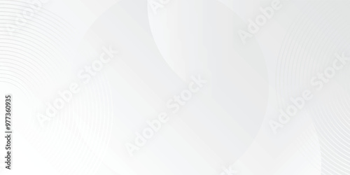 White geometric abstract background overlap layer on bright space with lines effect decoration. Modern graphic design element circles style concept for banner. EPS 10