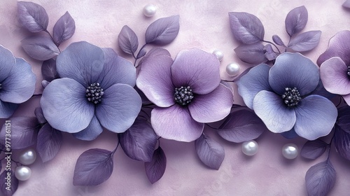 Purple Flowers with Pearls