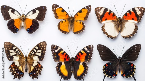 Collection of Six Diverse Butterflies 