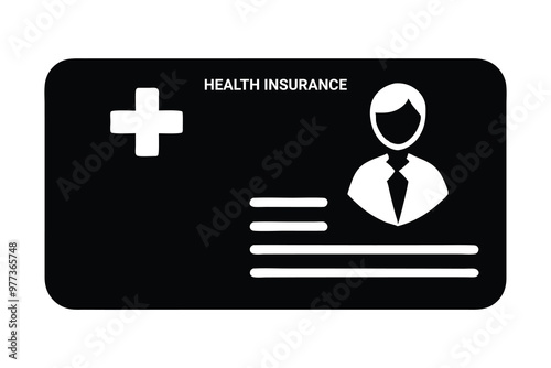 Health Insurance Card Silhouette, Medical ID Card Vector, Healthcare Card Icon, Insurance Card Design photo