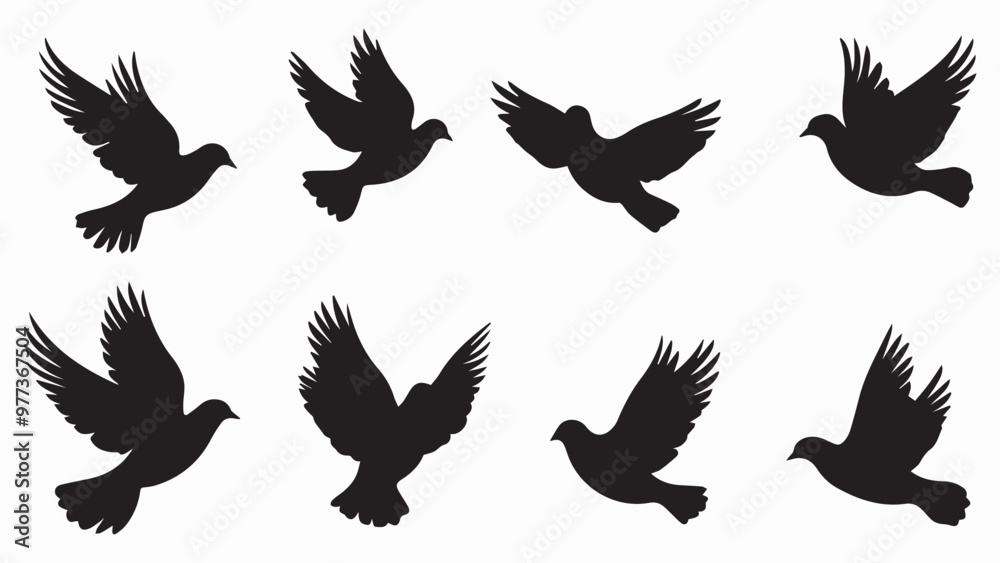 Set of black bird silhouettes. Vector elements for design. Set of black bird silhouettes. Vector elements for design.