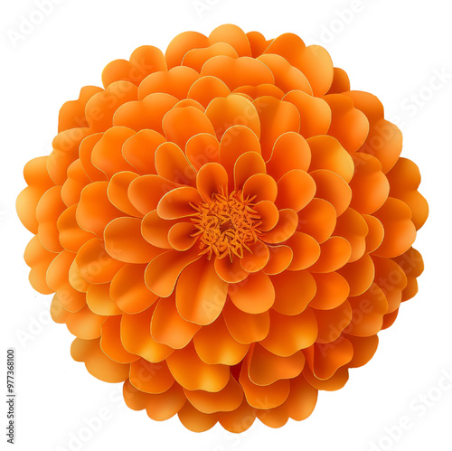 Day of the Dead Marigold clipart, transparent background. Orange petals in full bloom, traditional Mexican flower for honoring the departed. photo