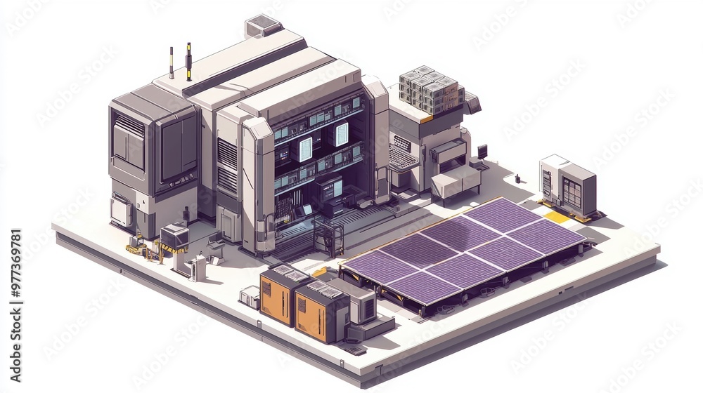 A futuristic cityscape with a large building in the center A futuristic cityscape with a large building in the center