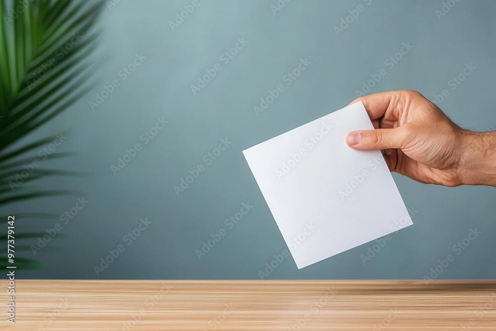 Closeup of a ballot with a hand placing it inside a protective sleeve, vote protection, voter security Closeup of a ballot with a hand placing it inside a protective sleeve, vote protection, voter security