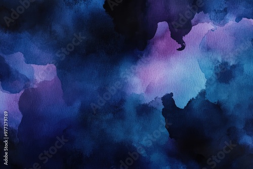 A vibrant and abstract watercolor background with deep blues and purples, perfect for artistic projects and creative designs.
