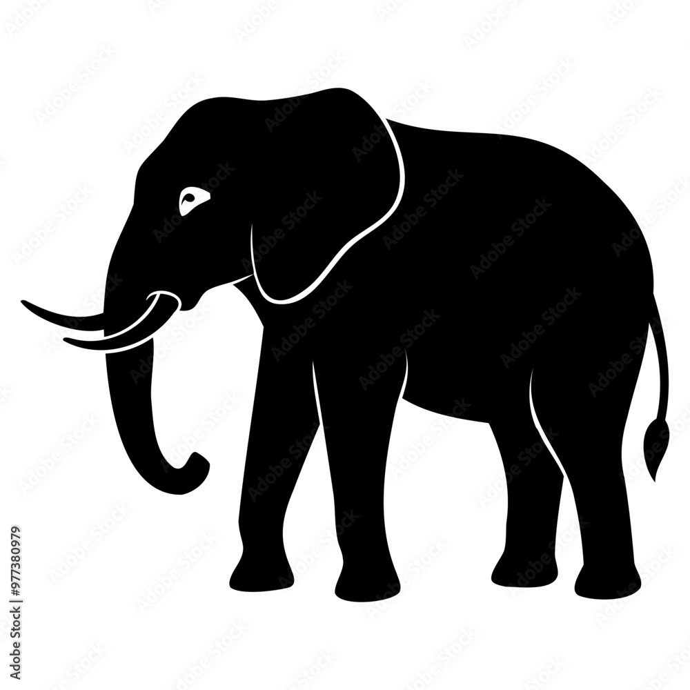 Black elephant silhouette Vector illustration Set of elephant animal silhouette on transparent background Black elephant silhouette Vector illustration Set of elephant animal silhouette on transparent background