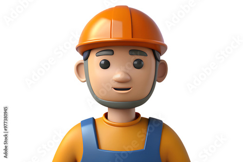 3d worker builder with helmet