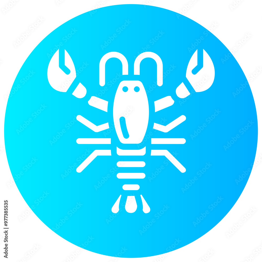 lobster round glyph vector icon