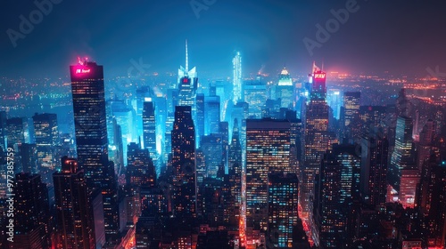 Wallpaper Mural A city skyline at night, illuminated by countless lights. Torontodigital.ca