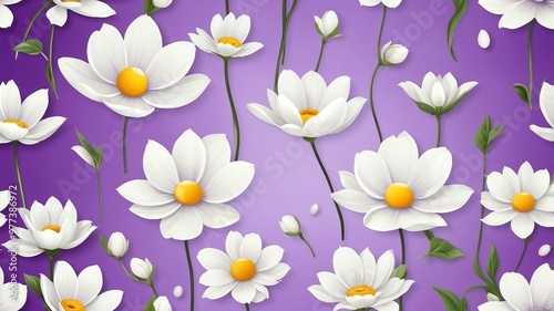 base xl pretty white theme flowers on light purple background, egg mosaic style