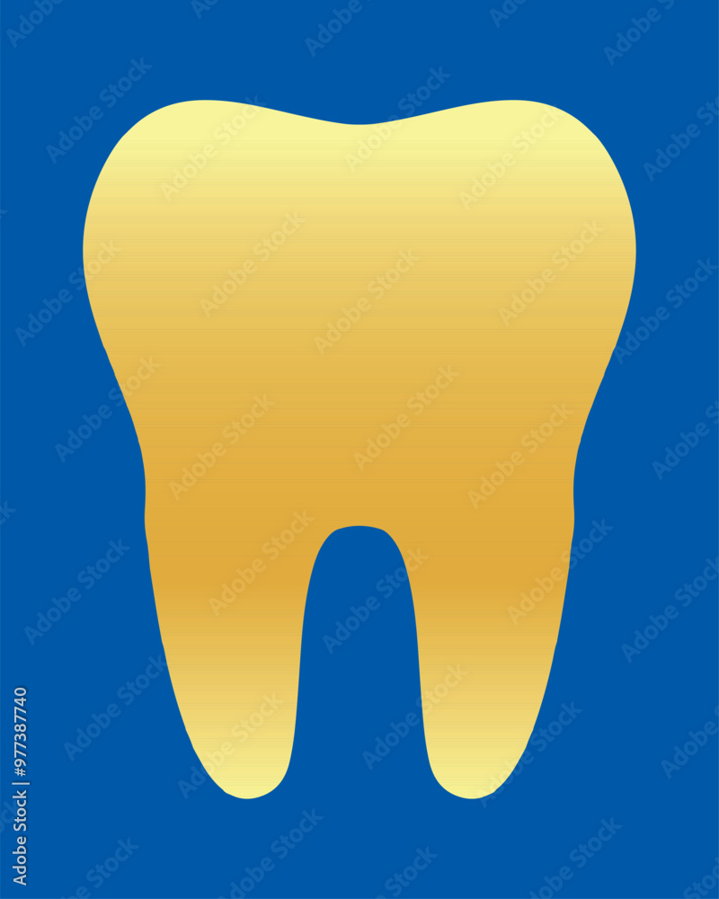 Golden tooth icon symbol silhouette flat design style sign. Gold tooth silhouette on a blue background. Dentist cocnept. Modern minimalist toot icon. Web site and mobile app design vector element. Golden tooth icon symbol silhouette flat design style sign. Gold tooth silhouette on a blue background. Dentist cocnept. Modern minimalist toot icon. Web site and mobile app design vector element.