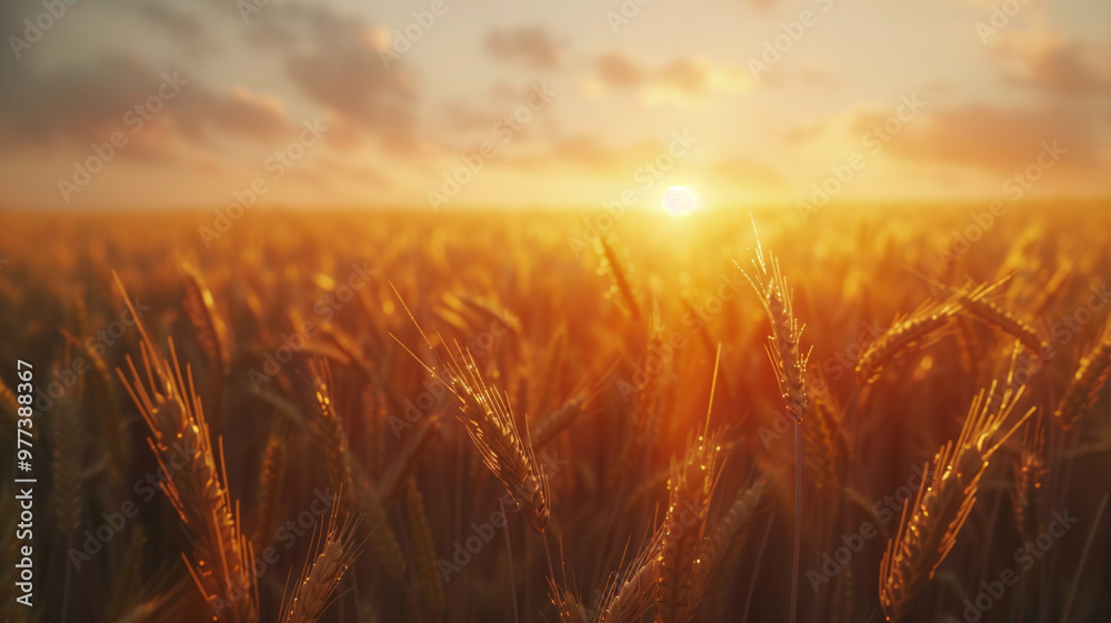 Golden Wheat Field on an Agricultural Farm, Fresh and Young for showcasing nature, growth, and the beauty of fresh crops Golden Wheat Field on an Agricultural Farm, Fresh and Young for showcasing nature, growth, and the beauty of fresh crops