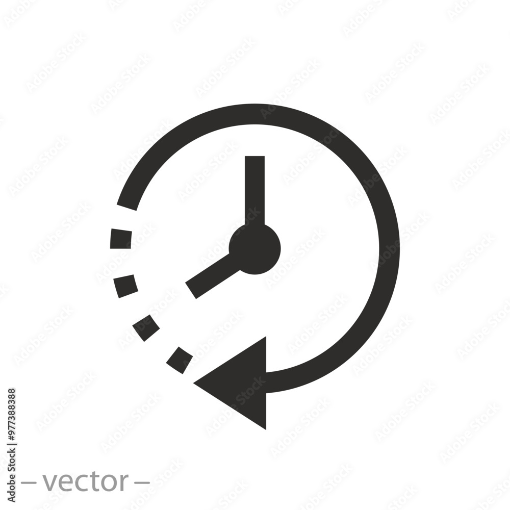 deadline time icon, clock, interval timer, fast hour, instant or short  period, flat vector illustration