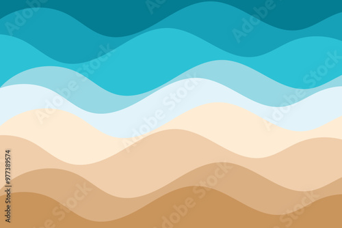 Sea waves layered vector background illustration and sea beach vector illustration.