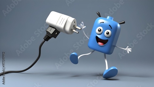  the Power Plug could be running frantically, trailing a sparking power cable, while Voltage Vicky might be confidently controlling a stream of electricity, zapping objects or bending power. photo