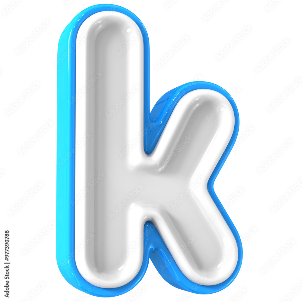 Blue With White Font k 3D Rendering