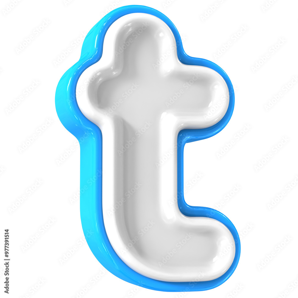 Blue With White Font t 3D Rendering Blue With White Font t 3D Rendering