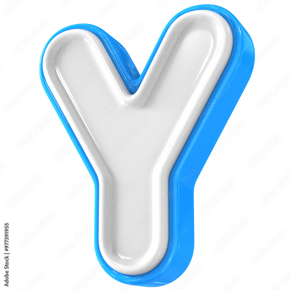 Blue With White Font Y 3D Render Blue With White Font Y 3D Render