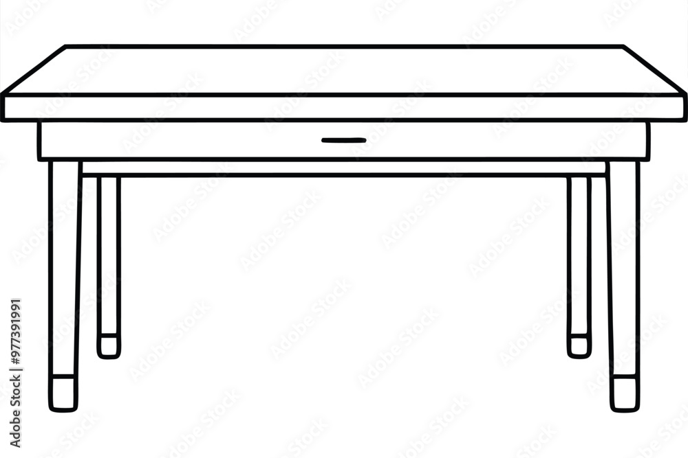 A Table with drawer line art vector illustration A Table with drawer line art vector illustration