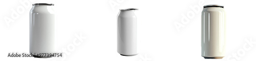 A white collapsible beer can koozie mockup isolated on a white background with a side view. The product is a mockup of a plain neoprene cooler holder, which is designed to hold a tin beverage.