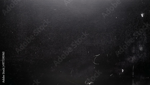 Dust and scratches design. Aged photo editor layer. Black grunge abstract background. Copy space.