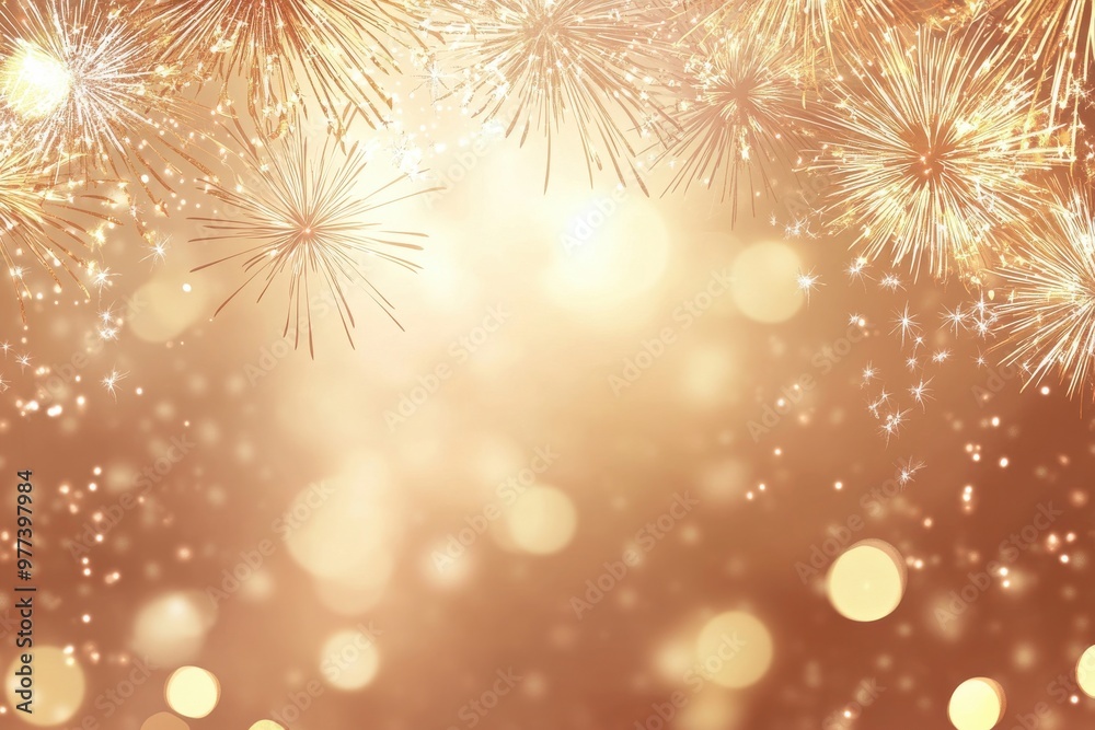 Joyful setting. Holiday design showcasing glittering fireworks for the new year's celebration Joyful setting. Holiday design showcasing glittering fireworks for the new year's celebration