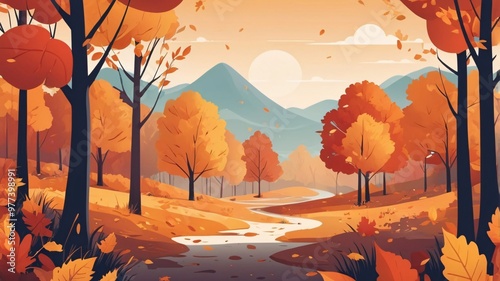 Autumn Flat Design Illustration – Perfect for Fall Themes