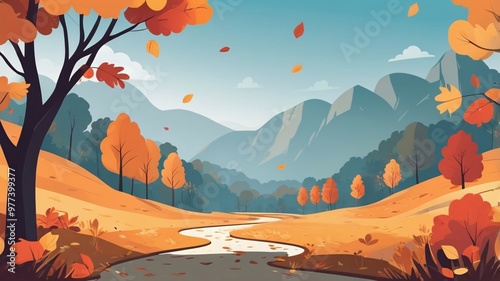 Autumn Flat Design Illustration – Perfect for Fall Themes