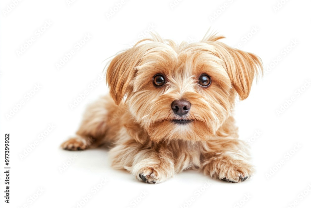 A fluffy dog posing cutely on white background, isolate A fluffy dog posing cutely on white background, isolate