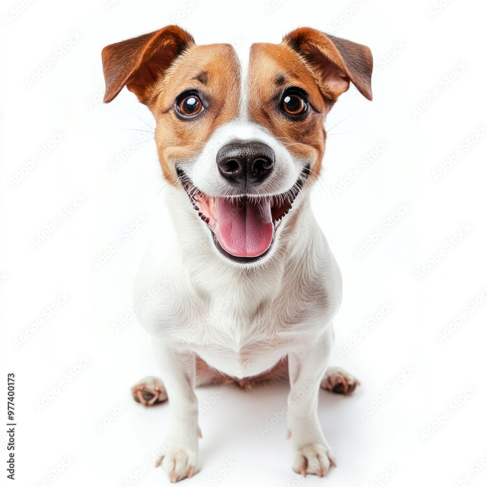 A happy dog smiling on white background, isolate, full body A happy dog smiling on white background, isolate, full body
