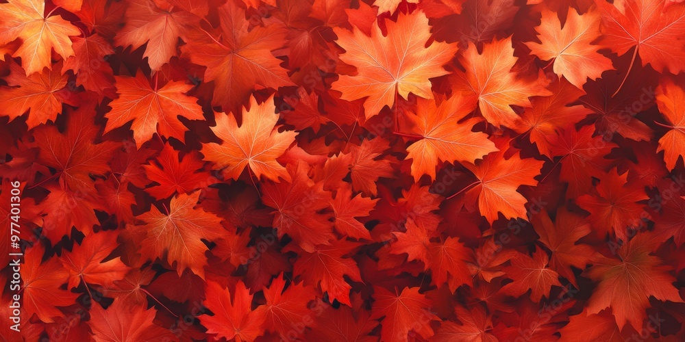 Vibrant red and orange maple leaves create a stunning autumn backdrop in rich close-up detail Vibrant red and orange maple leaves create a stunning autumn backdrop in rich close-up detail