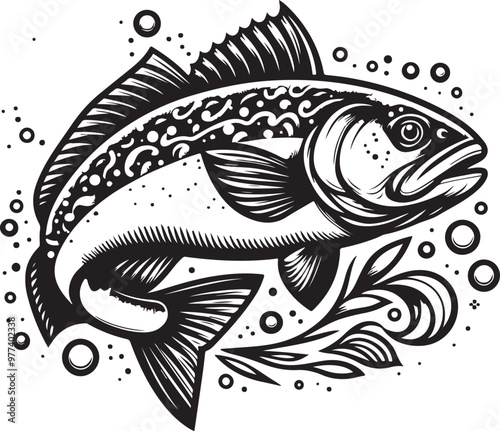 vector illustration of cod fish	
