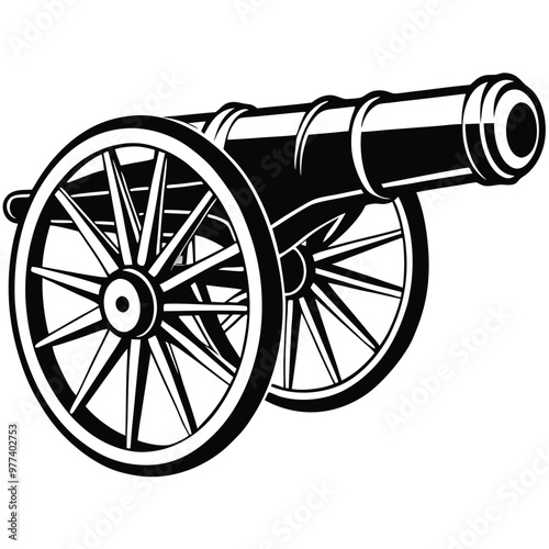 Ancient Cannon Ball vector line art style