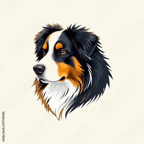 Australian shepherd dog. Vector illustration of Australian shepherd dog.
