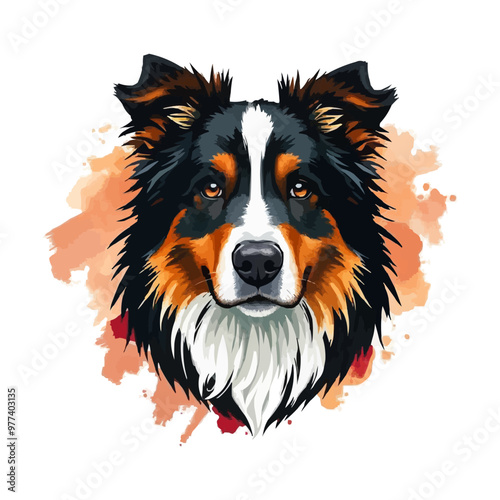 Australian shepherd dog. Vector illustration of Australian shepherd dog.