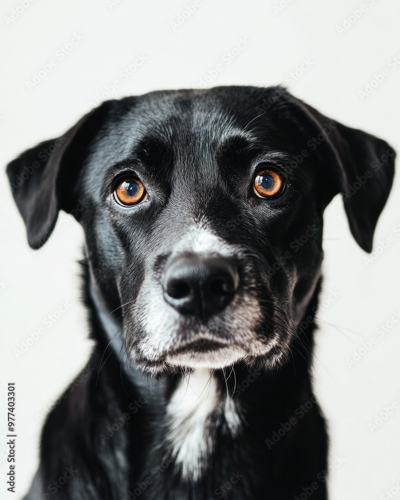 Dog portrait with attentive expression on white background, isolate Dog portrait with attentive expression on white background, isolate