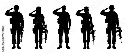 Soldier saluting silhouette black filled vector Illustration icon	