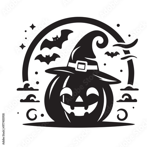 Halloween black vector, black color silhouette ,white color background EPS FILE photo