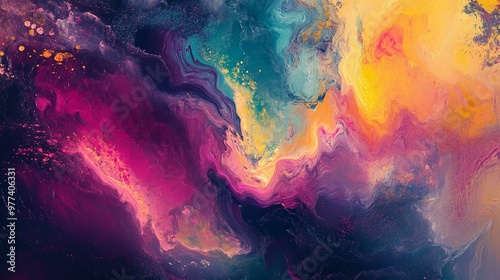 Abstract painting with vibrant colors . Fantasy concept , Illustration painting