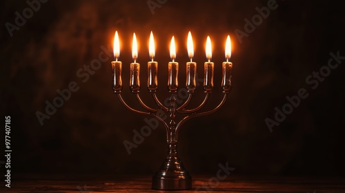 A Jewish menorah lit during Hanukkah.