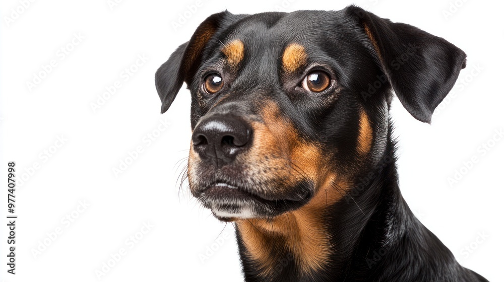Portrait of a dog breed, isolated on white background, showcasing specific breed characteristics and dog lover appeal Portrait of a dog breed, isolated on white background, showcasing specific breed characteristics and dog lover appeal