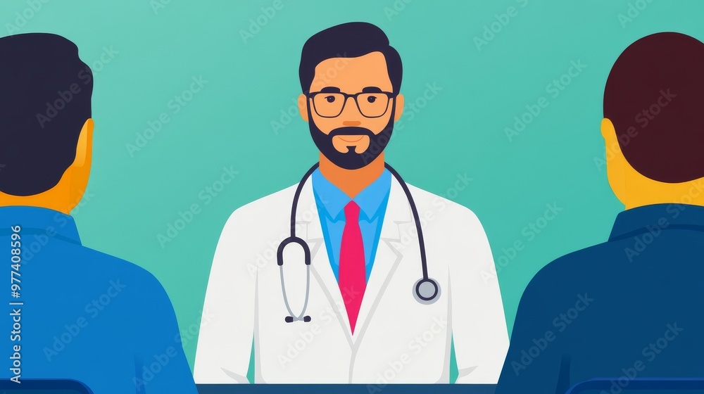 A doctor consulting patients, showcasing a professional medical environment and attentive healthcare communication. A doctor consulting patients, showcasing a professional medical environment and attentive healthcare communication.