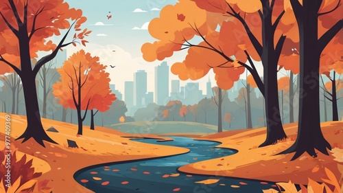 Autumn Flat Design Illustration – Perfect for Fall Themes