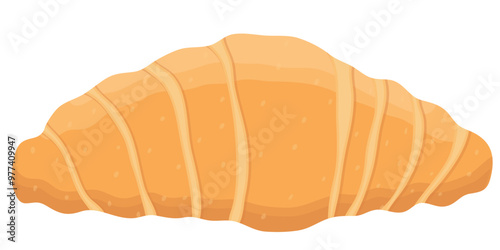 Single French Croissant Bakery Illustration Isolated on White Background